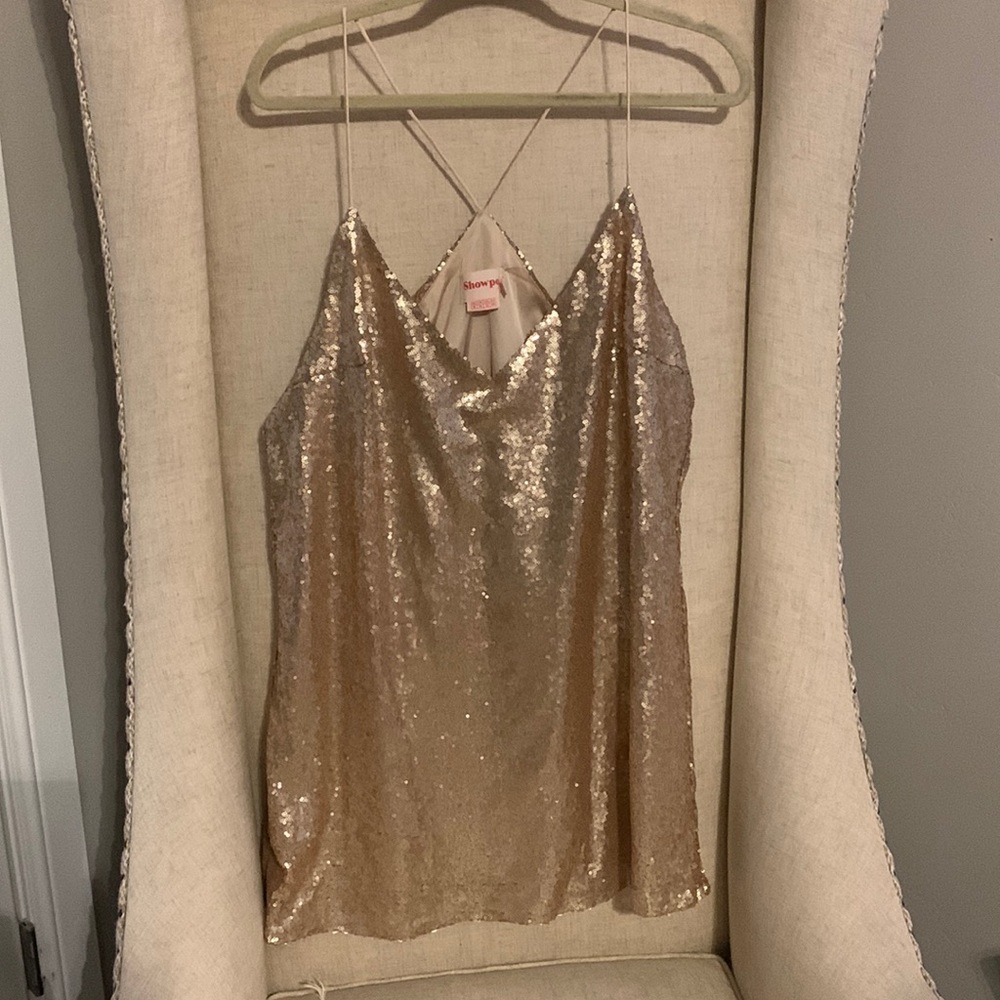 Showpo gold sequin dress 12 new